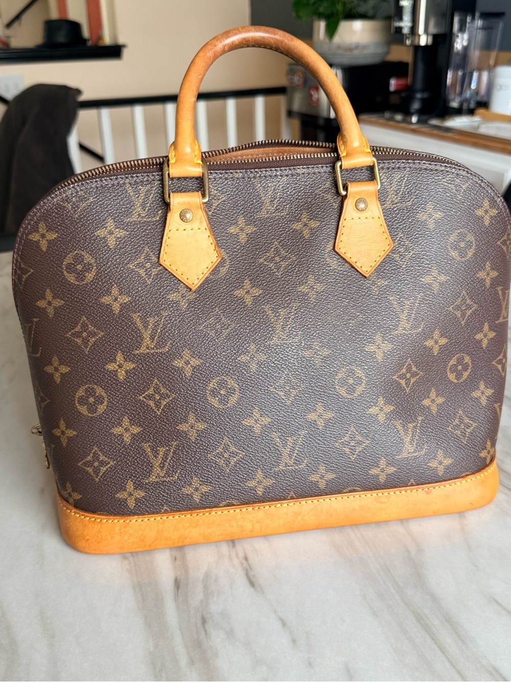 Louis Vuitton Monogram Alma Satchel in Brown and Tan - Picture 16 of 17